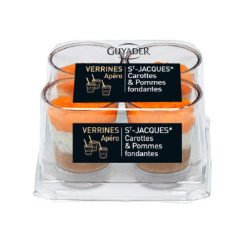 Verrines Saint-Jacques, carottes et pommes fondantes