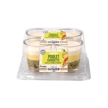 Verrines Poulet, Courgette au basilic & crème citronnée Guyader