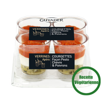 Verrines Courgettes façon Pesto, chèvre et poivrons rouges 4x40 g