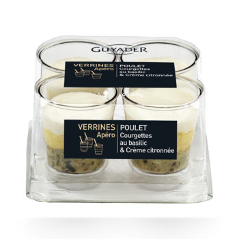 Verrines Poulet, courgette au basilic & crème citronnée 4x40 g