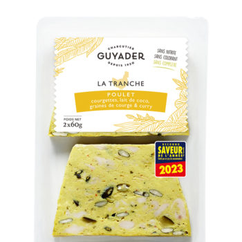 Tranches de poulet courgettes, lait de coco, graines de courge & curry