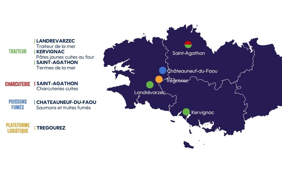 Carte sites de production Guyader